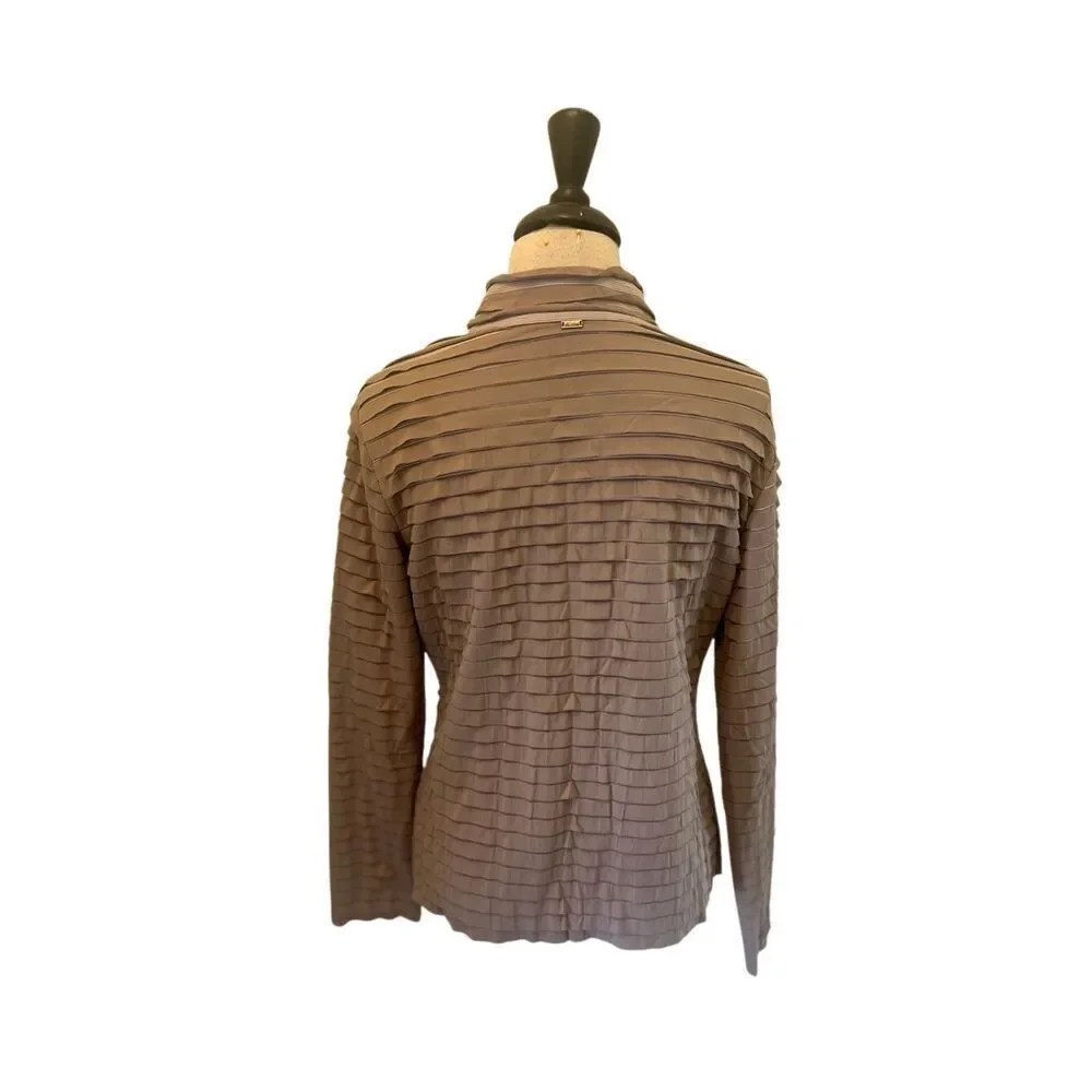 St. John Women's Layered Textured Zip Up Front Stretch Jacket Brown Size Small